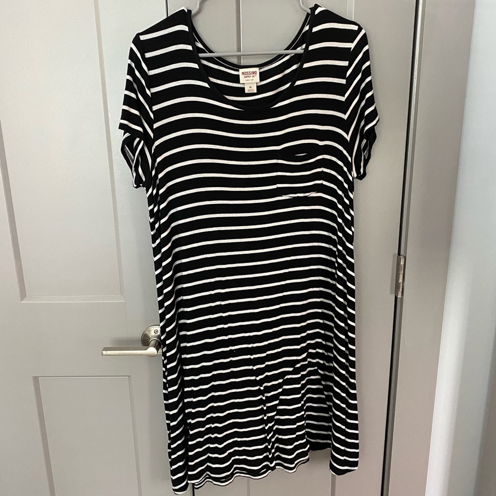 Black and white striped T-shirt dress